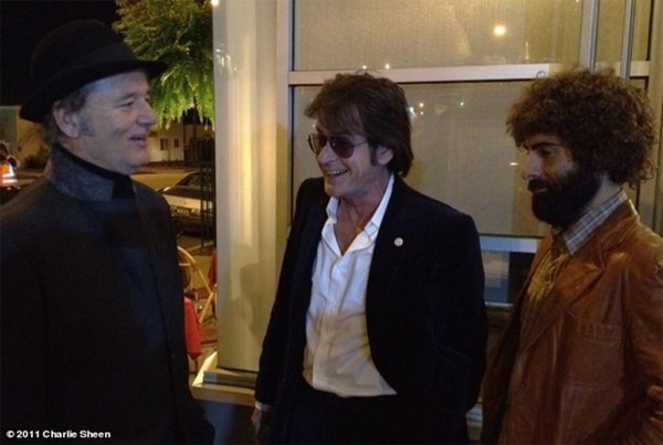 Bill Murray, Charlie Sheen, Jason Schwartzman, tournage de "A glimpse inside the mind of Charles Swan III"