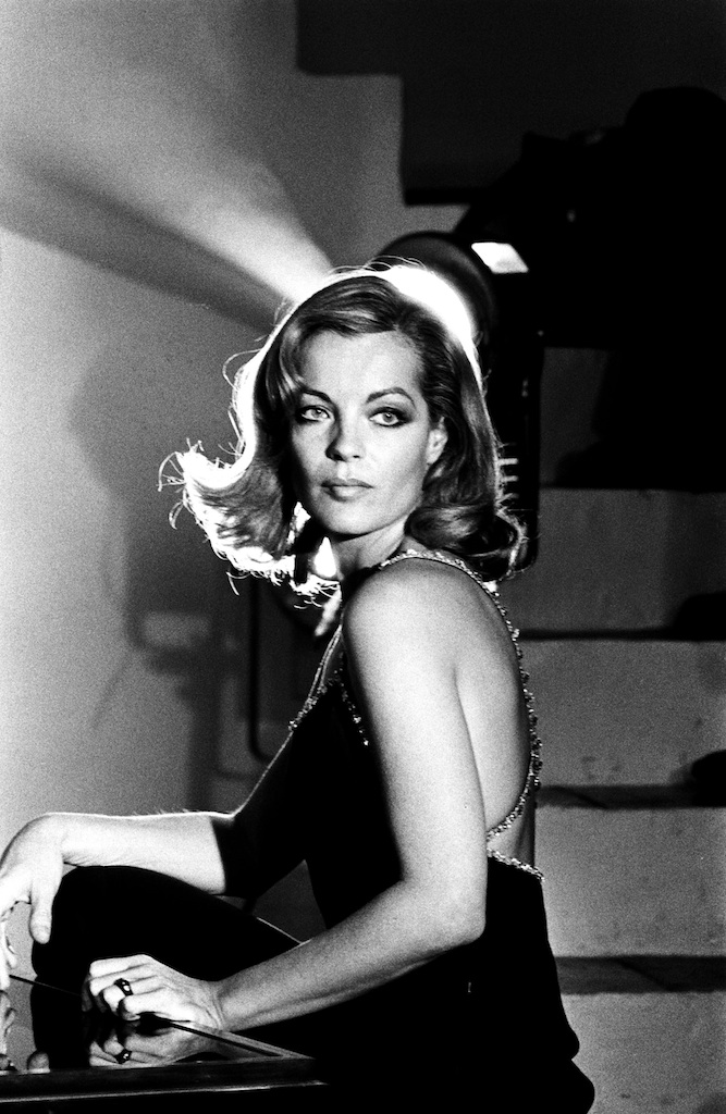 Romy Schneider en 1974 sur le tournage du film "Les innocents aux mains sales"