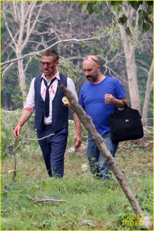 Ryan Gosling ensanglanté et Gaspard Noé pour le film Only God Forgives 