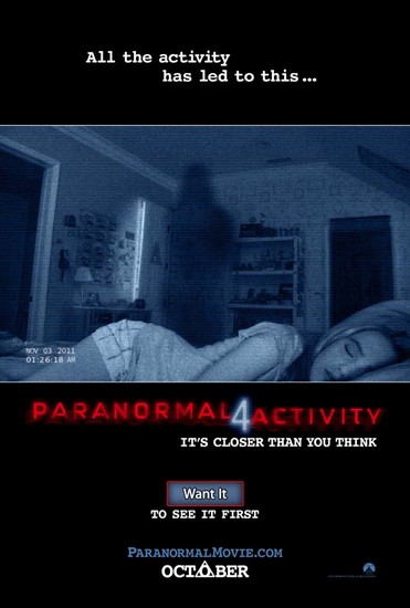 Le poster officiel de Paranormal Activity 4