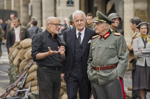 Volker Schlöndorff, André Dussolier et Niels Arestrup sur le tournage