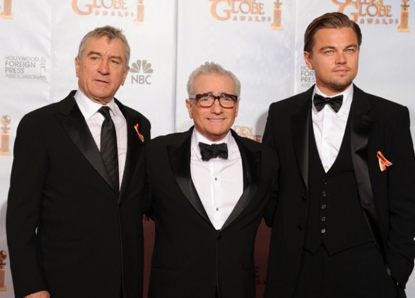 Robert De Niro et Leonardo Di Caprio lors de la 67ème cérémonie des Golden Globes en 2010 durant laquelle Martin Scorsese a reçu le prix Cecil B. DeMille pour l'ensemble de sa carrière  (Kevin Winter/Getty Images North America)