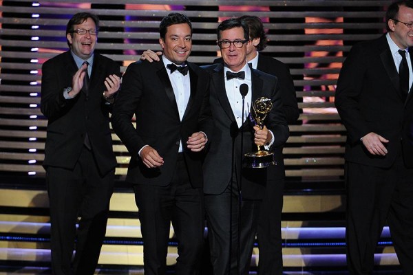 au centre : Jimmy Fallon et Stephen Colbert