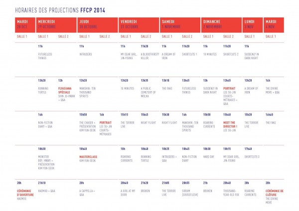 horaires ffcp 2014