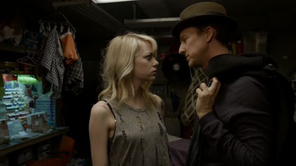 Emma Stone et Edward Norton dans Birdman