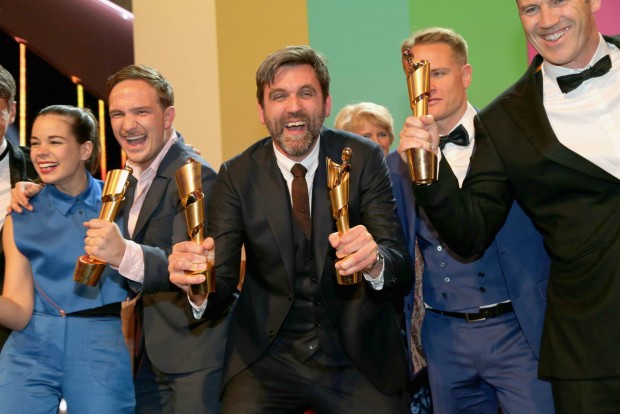 Laia Costa, Frederick Lau, Sebastian Schipper et le producteur Jan Dressler (photo : Gisela Schober/Getty Images)