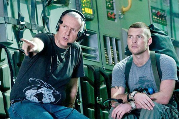 James Cameron et Sam Worthington surle tournage de Avatar 