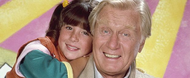 PUNKY BREWSTER -- Season 2 -- Pictured: (l-r) Soleil Moon Frye as Penelope 'Punky' Brewster, George Gaynes as Henry Warnimont  (Photo by Gary Null/NBC/NBCU Photo Bank via Getty Images)