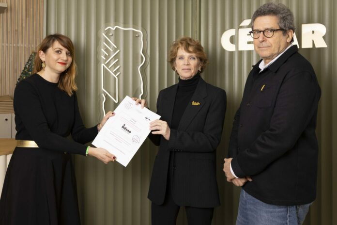 Patrick Sobelman (président de l’Académie des César, à droite) et Ariane Toscan du Plantier (vice-présidente, à gauche) © Lilia Ducrocq – ENS Louis-Lumière pour l’Académie des César 2026